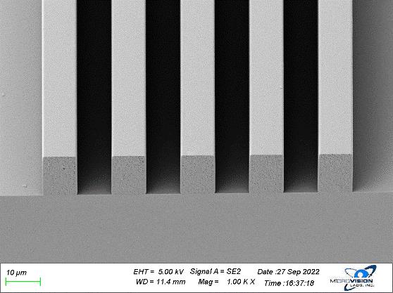 10 μm features, 25 μm HARE SQ QuickDry coating